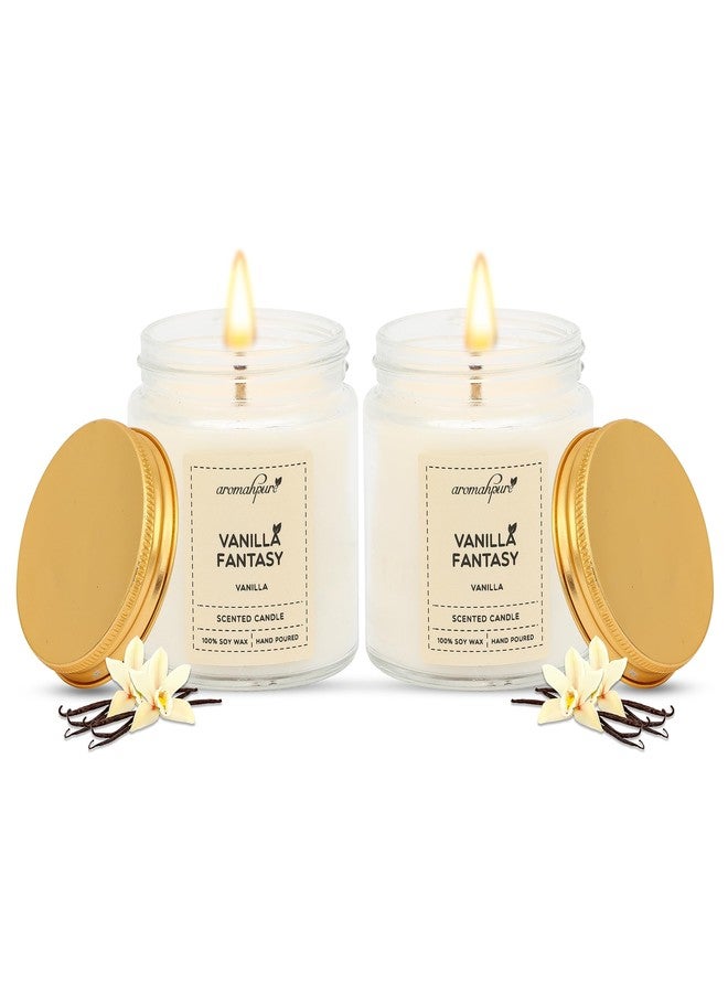 Aromahpure Scented Candles (55 Hours) (100% Soy Wax)- Handcrafted | Smoke-Free |Vanilla Fantasy -Vanilla Candles for Home & Gift Sets.(Pack of 2), IFRA Certified - Image 1